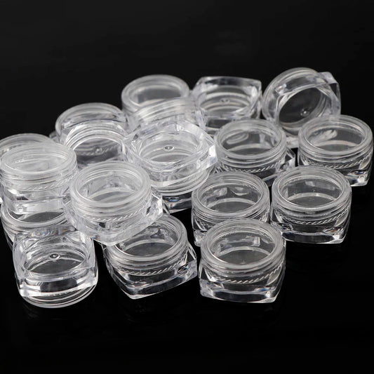 12Pcs/set Transparent Plastic Jewelry Bead Storage Box Small Square Bottom Round Container Jars Make Up Organizer Storage Boxes