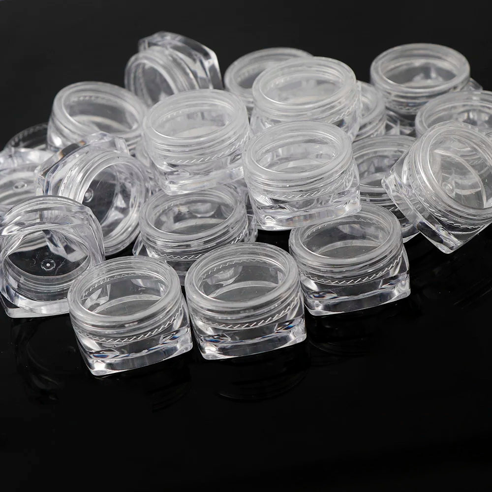 12Pcs/set Transparent Plastic Jewelry Bead Storage Box Small Square Bottom Round Container Jars Make Up Organizer Storage Boxes