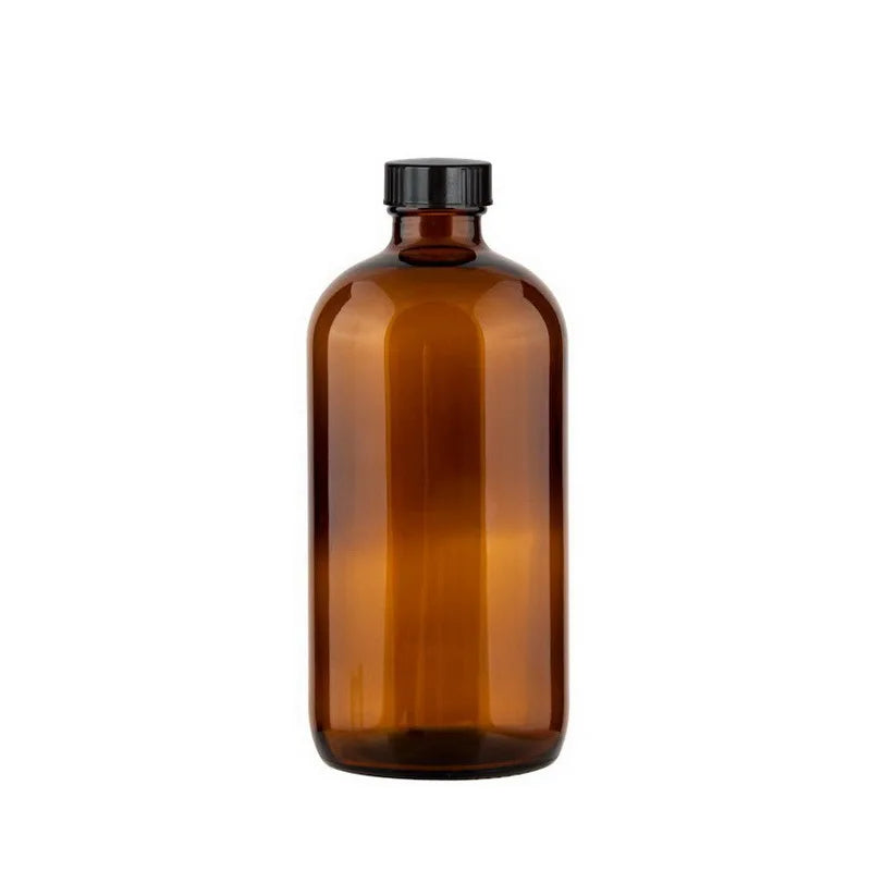 500ml Empty Spray Bottle, Amber Glass Container with Black Trigger Sprayer Labels for Hair Essential Oils Cleaning, 16 Oz 2 Pack