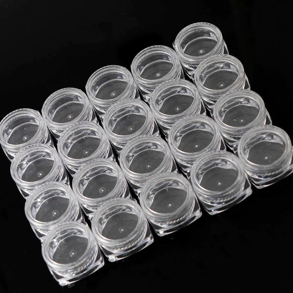 12Pcs/set Transparent Plastic Jewelry Bead Storage Box Small Square Bottom Round Container Jars Make Up Organizer Storage Boxes