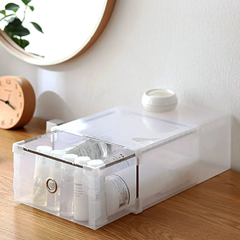 5pc Transparent shoe box storage shoe boxes thickened dustproof storage box shoes organizer superimposedcombination shoe cabinet