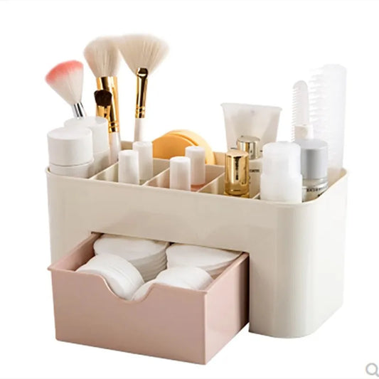 Nordic Desktop Drawer Cosmetic Storage Box Makeup Brush Organizer Box Jewelry Lipstick Mask Compartment Cosmetic Storage Case