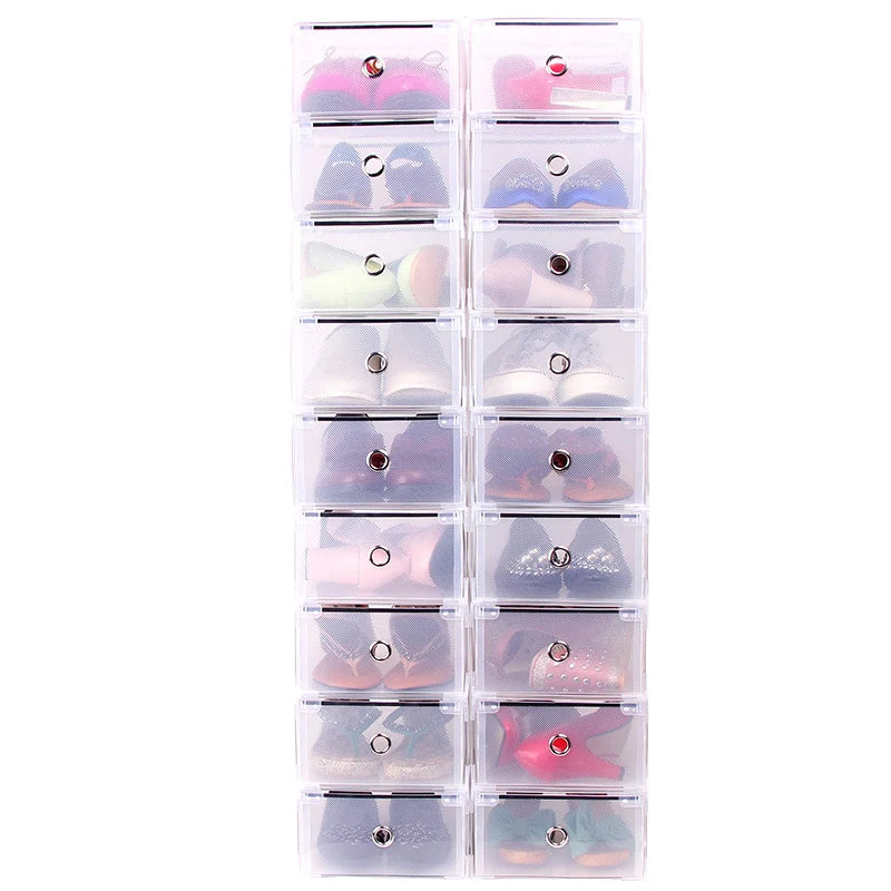 5pc Transparent shoe box storage shoe boxes thickened dustproof storage box shoes organizer superimposedcombination shoe cabinet